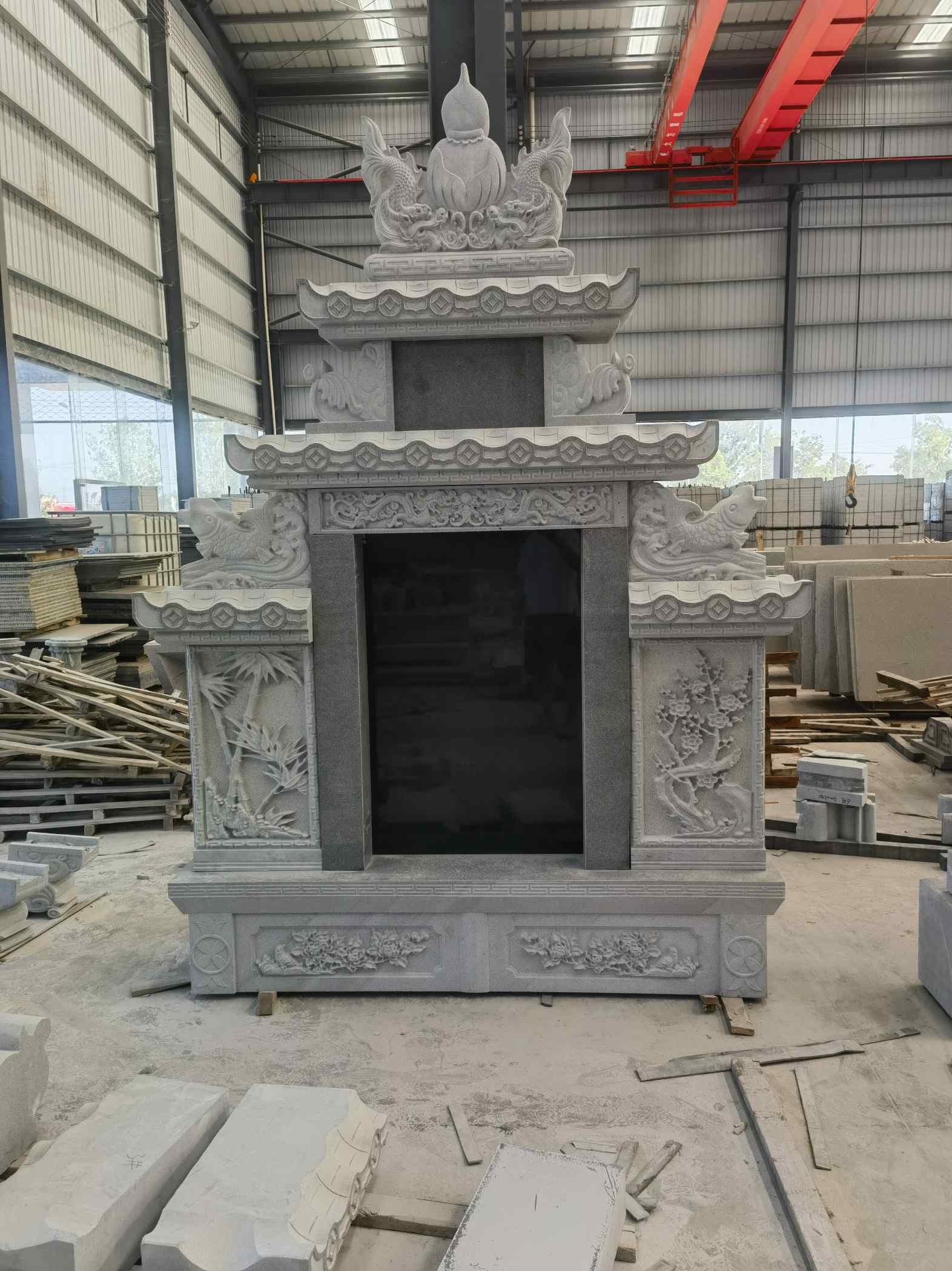 钦州 芝麻灰高档墓碑、土墓，一套也支持定做